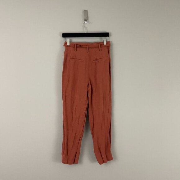 Madewell Linen Blend High Rise Paperbag Pants in Afterglow Red Size 0 - Picture 2 of 7
